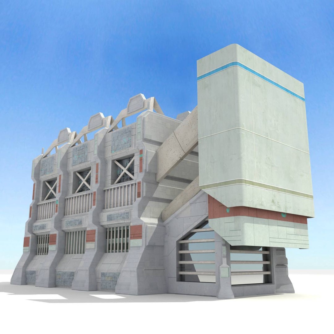 futuristic sci fi building 3d model