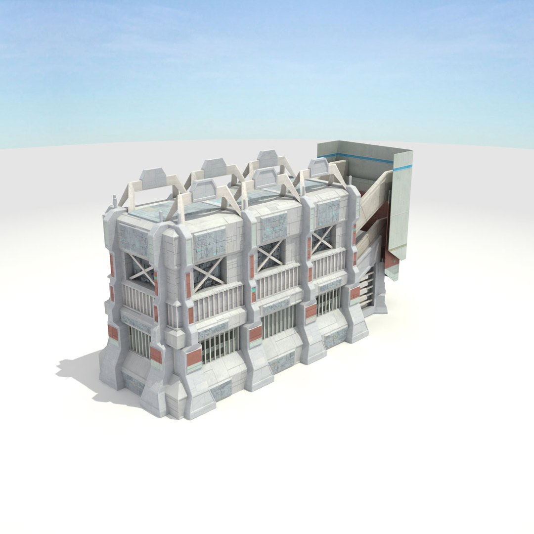 futuristic sci fi building 3d model