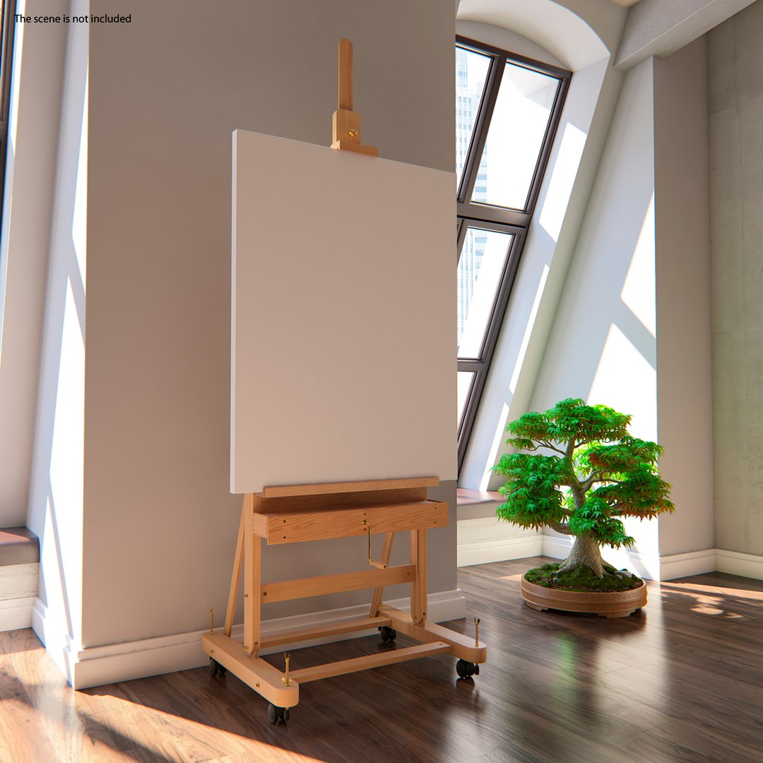 Studio Easel with Clean Canvas 3D model preview
