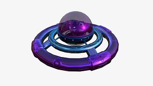 3D model Alien Spaceship UFO F04 Purple Blue - Sci Fi Spacecraft Design