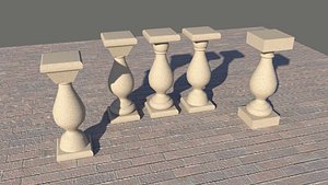 3d set balusters model