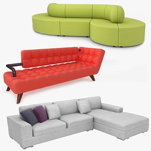 3D realistic fabric sofa