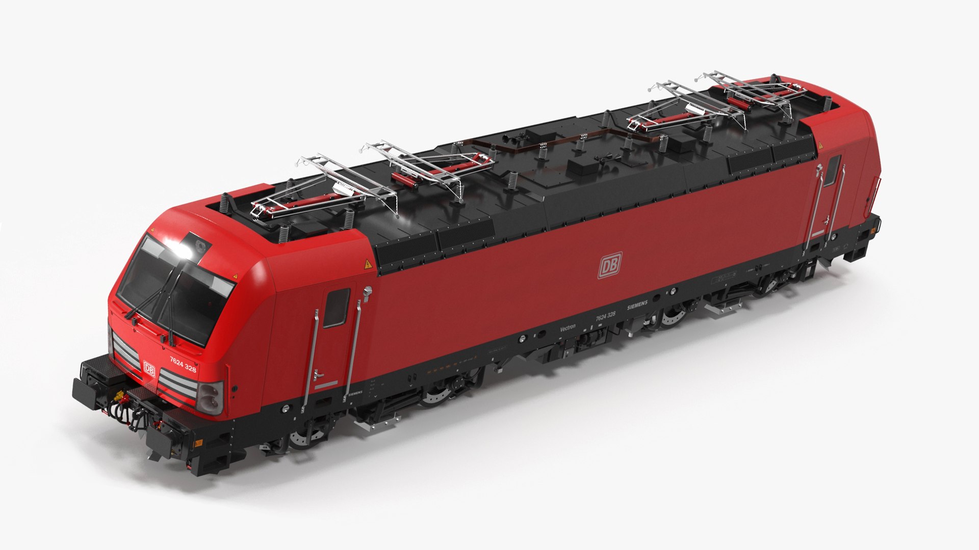 Red Siemens Vectron Locomotive Rigged for Cinema 4D 3D model preview