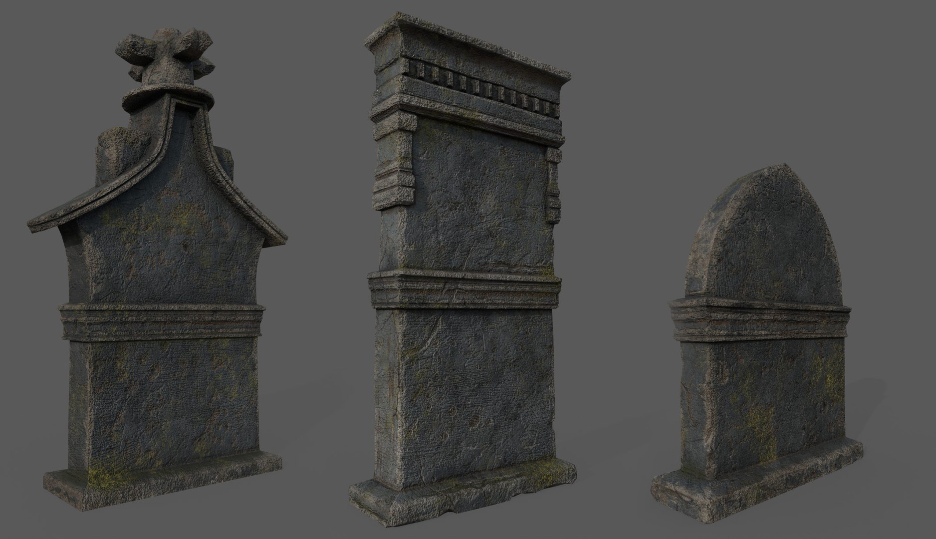 tombstones bloodborne style 3D https://p.turbosquid.com/ts-thumb/F7/ecXba8/P3CTbuLU/tombstone_pack03/jpg/1541524884/1920x1080/fit_q87/2128d55fd5b39fbc47e9e60d26d0ae129c4fec22/tombstone_pack03.jpg