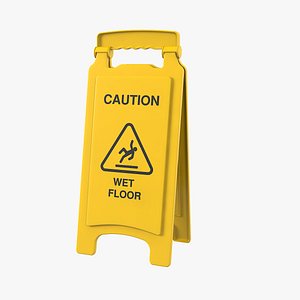 wet floor safety sign 3D model