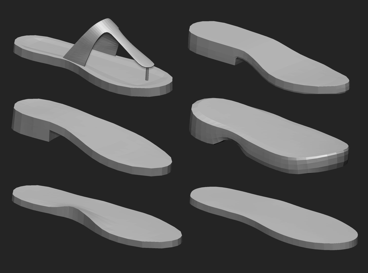 65 Low Poly Shoe Footwear Base Mesh And Parts IMM Set Model ...
