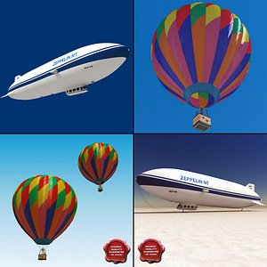 Zeppelin and Air Balloon