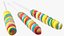 Three Rainbow Twisty Twirl Hard Lollipop Candy Sweets