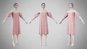 Dress 15 Crimson Bloom Lattice 3D model
