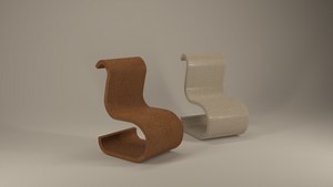 Curved Modern Chair Set Sculptural 3D Model 2 Variants