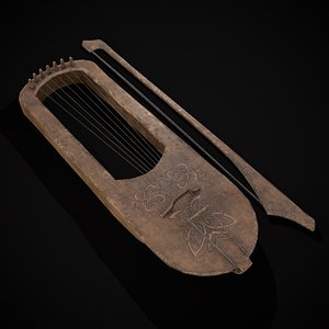 3D Worn Medieval Lyre