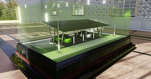 3D Solar Carport Type-2 3x12 Panels Diorama