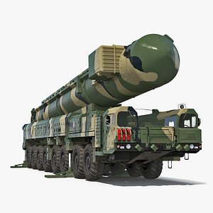 Transporter Erector Launcher with RT-2PM Topol-M Ballistic Missile Rigged 3D Model