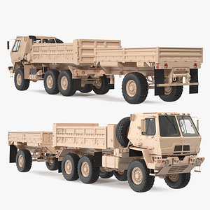 Oshkosh FMTV Dump Truck with Cargo Trailer M1082 Sand