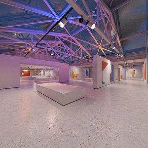 Modern Art Gallery and Photo Studio Day and Night 3D