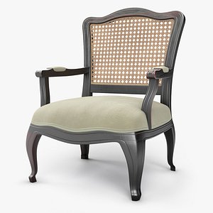 3D wood armchair wowen cane