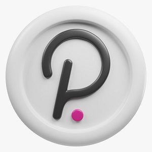 Polkadot or DOT Silver coin model with cartoon style 3D model