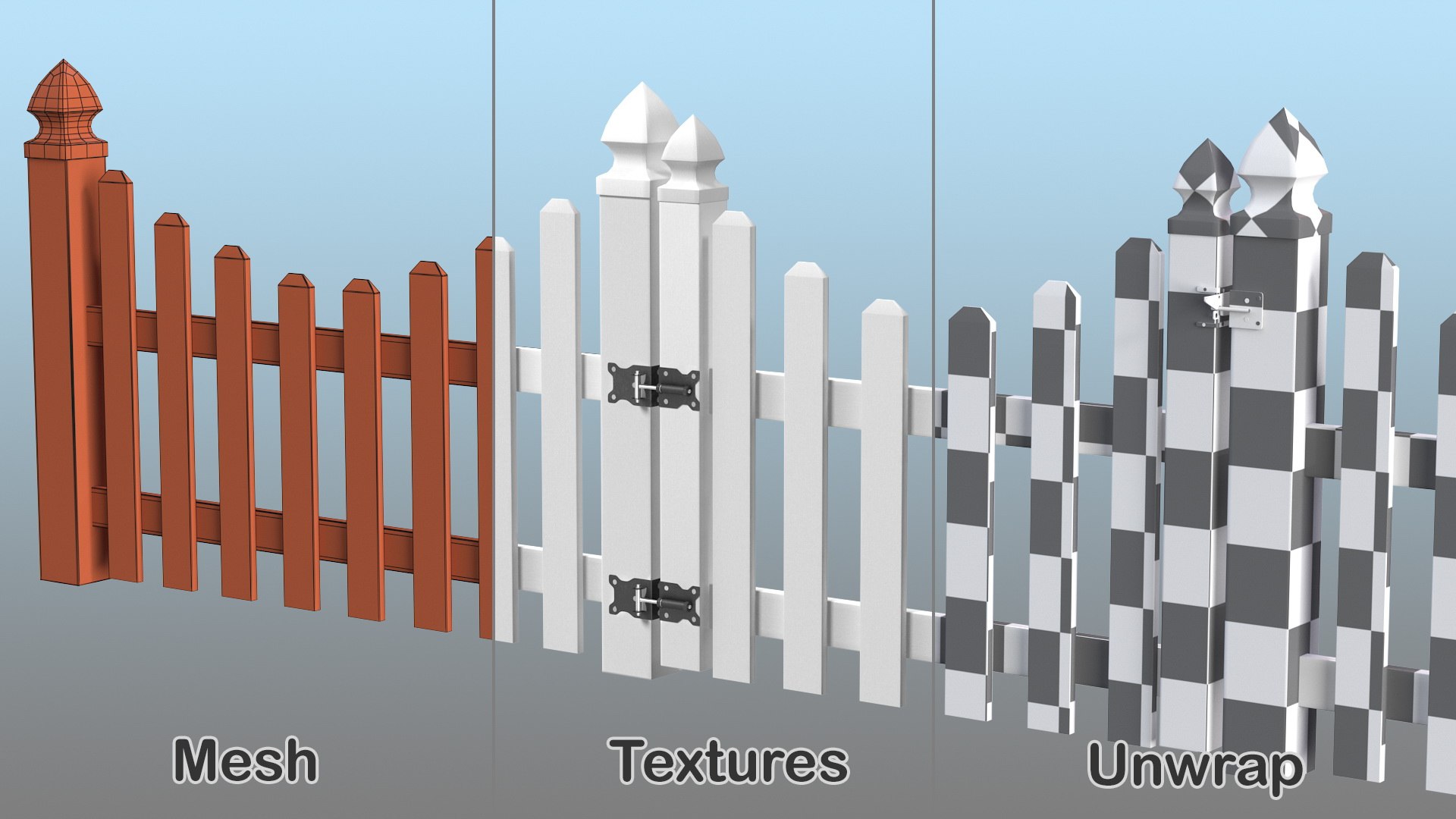 3D fence sections https://p.turbosquid.com/ts-thumb/F8/YyIyMB/ZjYUE637/fencesectionscollection3dsmodel007/jpg/1595363552/1920x1080/fit_q87/57077f7fa2a1beb949078dce048ae6823fde5490/fencesectionscollection3dsmodel007.jpg