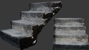 Damaged Concrete Staircase 3D