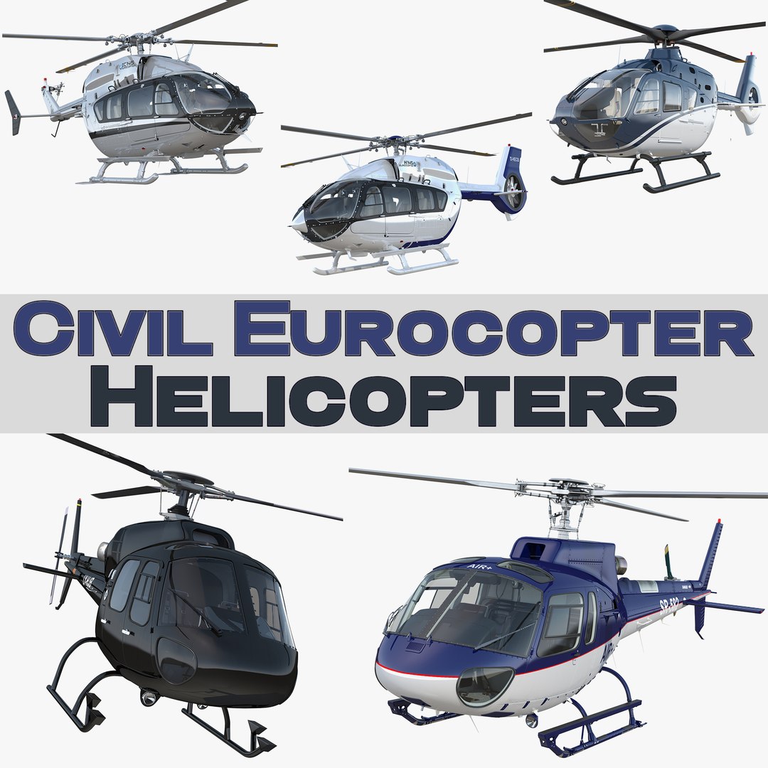 Civil Eurocopter Helicopters 3D Models Collection 3D model preview