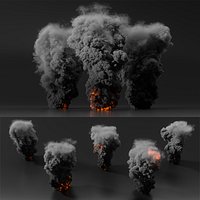 Post Fire Smoke Plume Set VDB For Blender