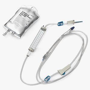 Baxter Infusion Set with Glucose Saline Bag 3D model