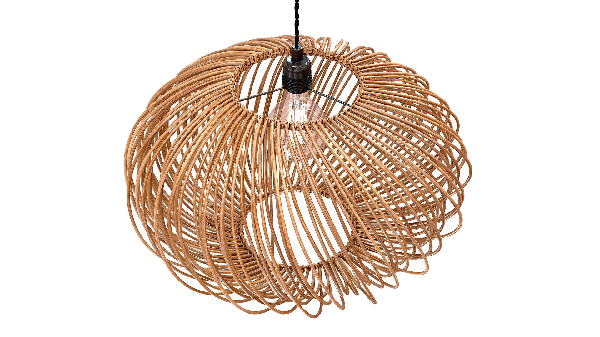 3D Oliver Bonas Espiral Natural Rattan Pendant Lamp Shade Model TurboSquid 1832194