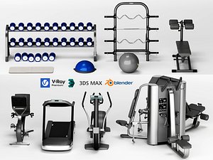 Home Gym Fitness Equipment Collection 3D Model