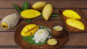 Sweet Sticky Rice with Honey mango Thai Mango 3D model