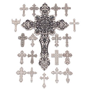 20 Christian cross 3D Model alpha and brush V1 3D