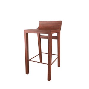 wooden bar stool 3D model