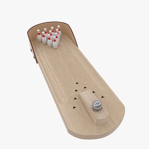 3D wooden mini bowling toy model