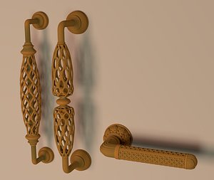 3 rusty door handles obj