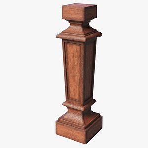 Chinese Wooden Square Baluster 3D