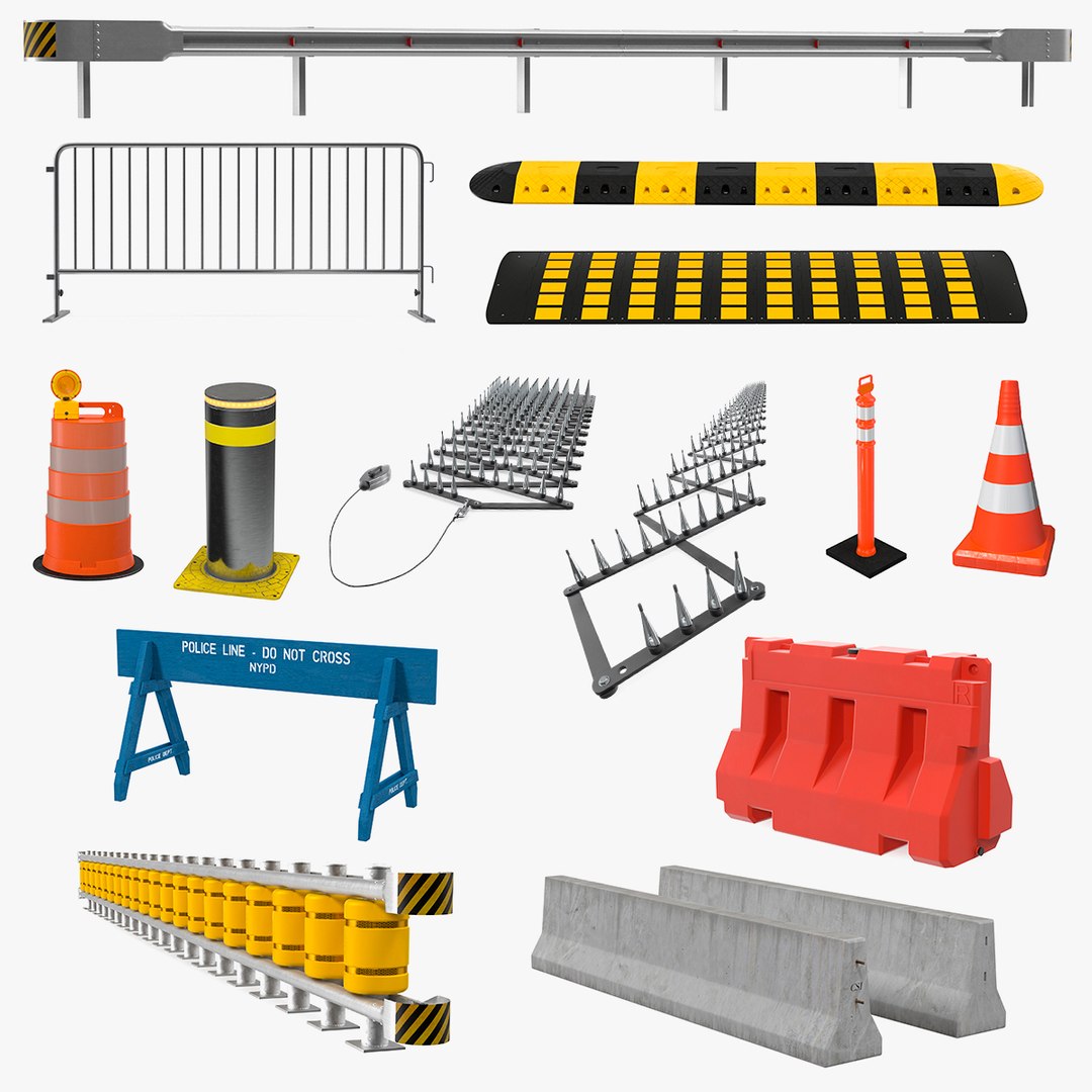 Road Barriers Collection 10 3D model preview