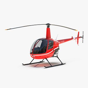 3d model helicopter robinson r22 red