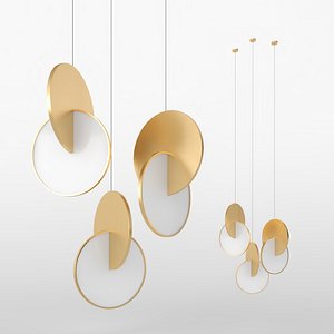 3D eclipse chandelier polished gold