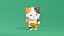 Gato de dibujos animados Chibi Kawaii, personaje animado, modelo 3D de baja poli.