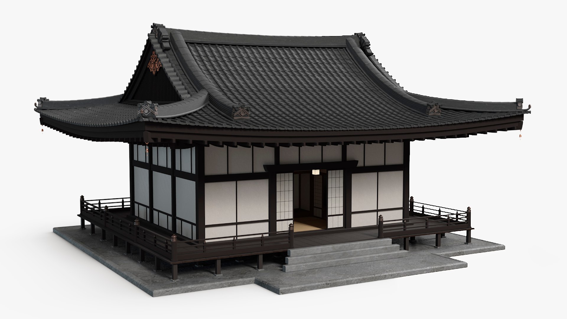 Japan Traditional House Dark 3D model preview