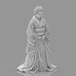 3D Traditional Japanese Geisha Elegant Kimono Female 3D Model 3D print model model