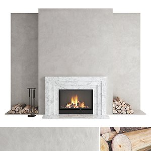 3D Decorative wall with fireplace set 41