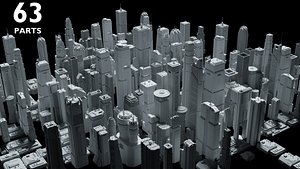 71 Sci-Fi Skycrapers and Buildings Kitbash - Cyberpunk Futuristic City