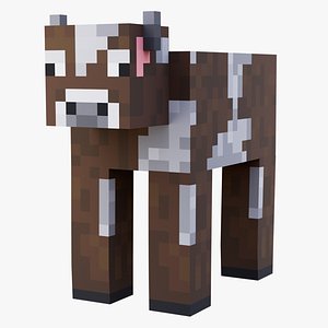 Minecraft Cow Rigged 3D Model Game Ready 4K PBR 3D model