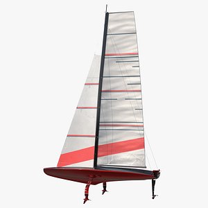 AC75 Hydrofoil Racing Yacht Red White model