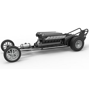 3D Front engine vintage dragster with V12 Scale 1 to 25