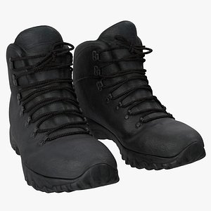 3D black winter boots model