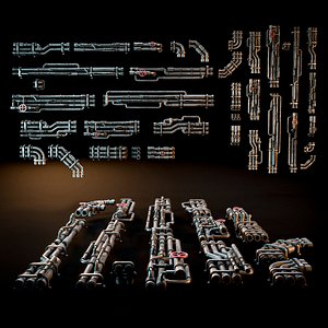 3D SCIFI INDUSTRIAL MODULAR PIPES KIT