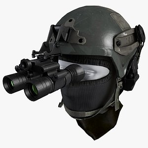 Ops Core Helmet with Tactical Night Goggles 3D model