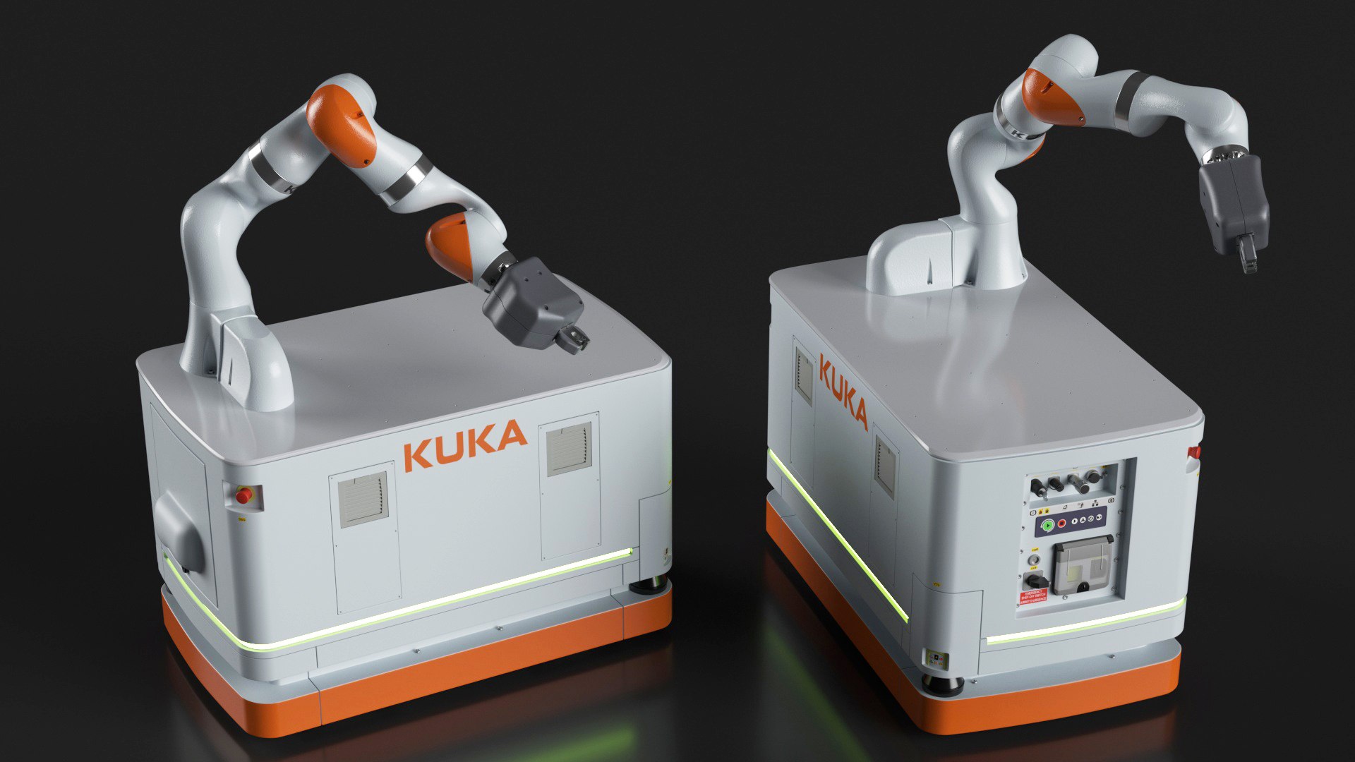 Autonomous Robot KUKA KMR Iiwa With Manipulator Rigged For Maya 3D ...