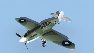 3D model Curtiss P-40F Tomahawk V08 RAAF